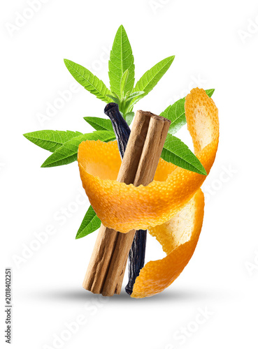 Cinnamon bark , vanilla with lippia leaves and orange peel