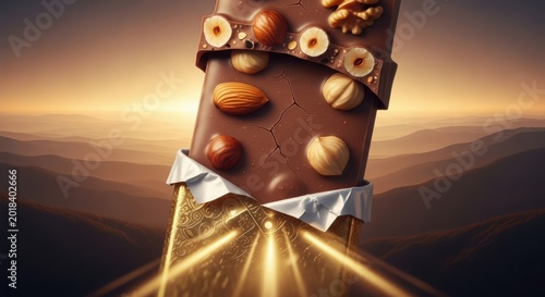 Chocolate bar with hazelnuts and caramel pieces