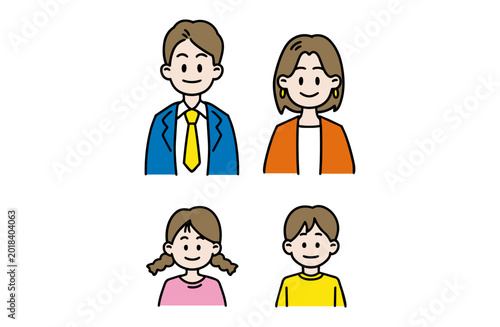 4人家族のイラスト　ファミリー