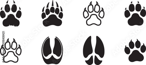 Canvas Print Wolf, Bear, Lion, Tiger, Elephant, Deer, Horse, Dog, Cat, foot prints set vector
