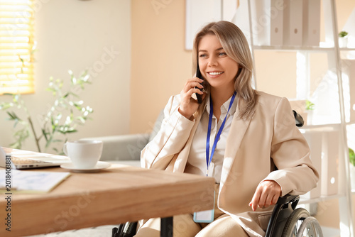 Young businesswoman in whee...