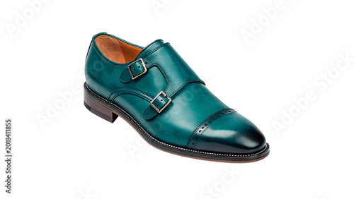 Tableau sur toile Elegant green leather classic men dress shoe brogue for professional business fa