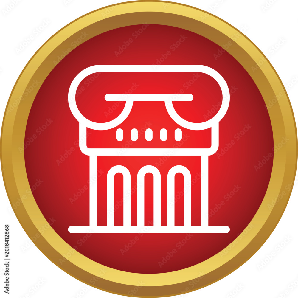 Fototapeta premium Greek column icon symbolizing legal system, democracy, and government