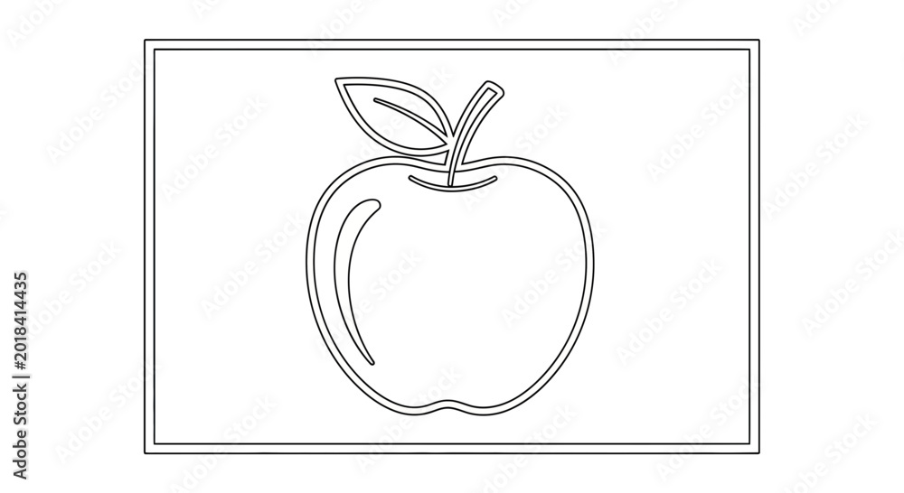 Obraz premium Simple Line Art Apple Icon - Minimalist Fruit Illustration