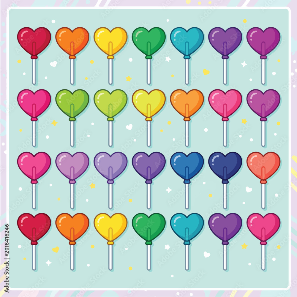 Fototapeta premium Colorful heart shaped balloons in variety.