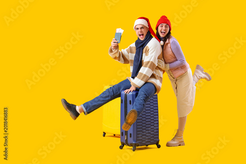 Cute young couple in warm c...