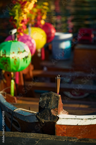 Protection ritual on a Vietnamese boat