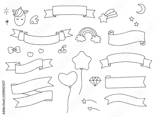 手描きのゆめかわなリボンセット