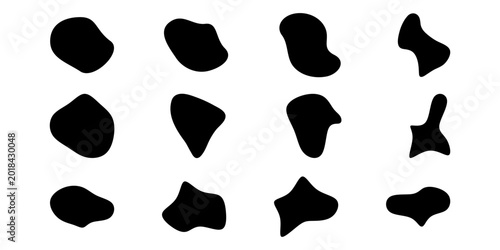 Blob shape organic, vector illustration set. Collection from abstract forms for design and paint. Liquid silhouette drop in modern style. Basic stains isolated elements on a white background