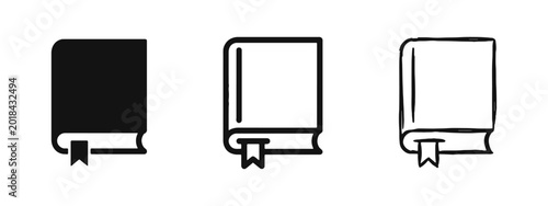 Foto Closed Book with Bookmark Icon Set Representing Education Library and Knowledge