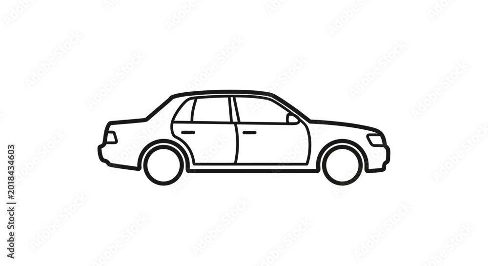 Obraz premium Simple outlined car illustration vector design for transportation concepts