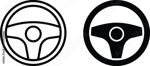 Photos Minimalist steering wheel vector icons in two styles