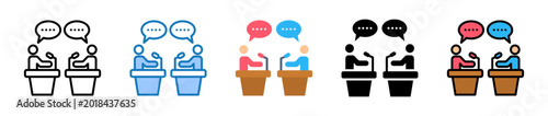 Debate multiple style icons set design vector illustration. 