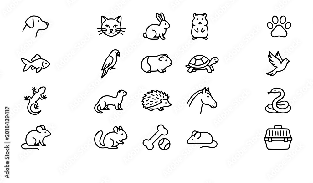 Fototapeta premium Cute animal icons set with pet accessories