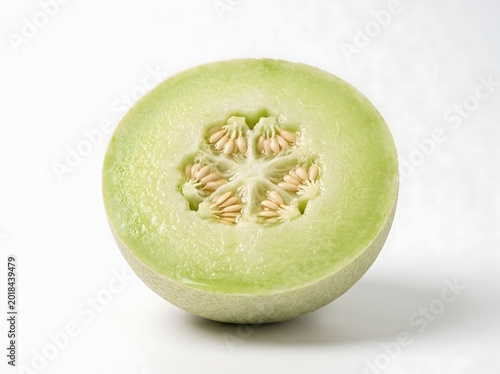A juicy cross-section of a green honeydew melon