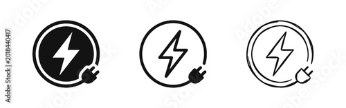 Fotografía Electric Power and Energy Charging Icon Set with Plug Symbol