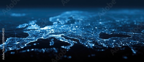 A network of glowing lights illuminates Europe from above at night