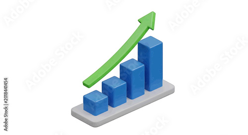 Free Download Vector illustration of 3d bar chart with a growing green arrow on a transparent background - GFXLoad