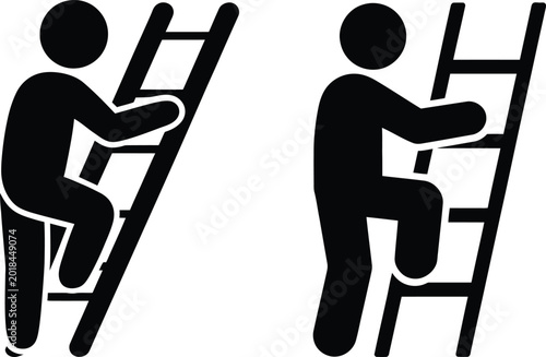 Fotografi Person climbing a ladder illustration
