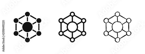 Photos Network Connection Icon Hub Centralized System Node Symbol for Technology and Da