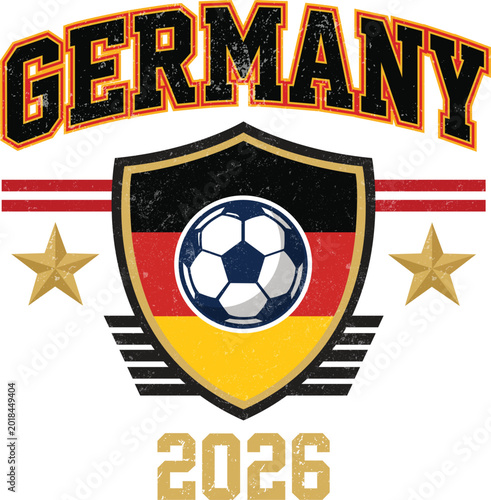 Patriotic Soccer Shield with Germany Flag Colors and 2026 Typography 