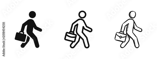 Obraz na plátně Businessman Walking with Briefcase Business Icon Set
