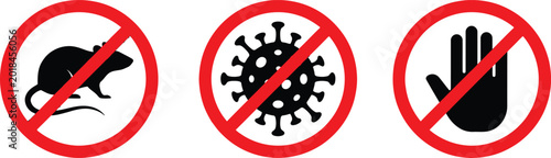 Fotografi No Rats, No Germs, No Touch Vector Icons