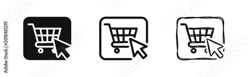 фотографія Online Shopping Cart with Cursor Icon Set for E-commerce and Retail