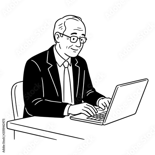 79-1_楽しげにPC操作しているビジネスマン