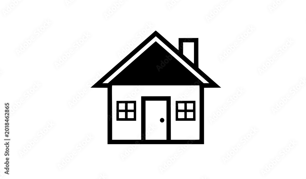 Fototapeta premium Black and white house vector icon simple home illustration isolated on white