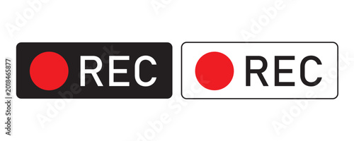 REC Record Button UI Icon Minimal Flat Design Dual Theme Video Recording Interface Element