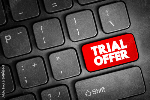 Bild auf Leinwand Trial Offer text button on keyboard, concept background
