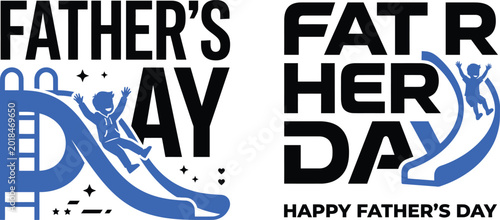 Konstfotografi Happy Father's Day Greeting Card with Blue and Black Text and Graphics