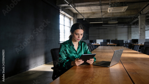 Professional Businesswoman Using Digital Tablet In Modern Office