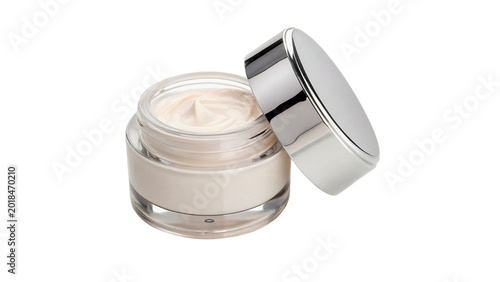 Photos Cosmetic jar with smooth white cream or lotion for organic beauty skincare and w