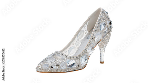 Foto Elegant crystal glass high heel slipper shoe for princess fairytale character co