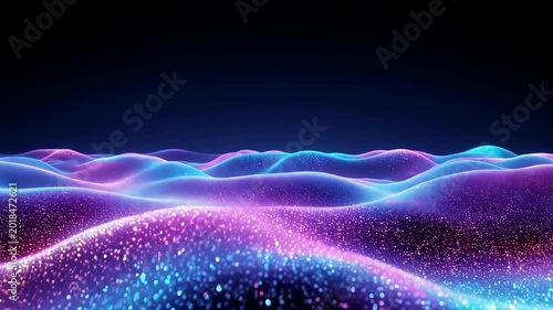 neon light waves, purple pink blue abstract background