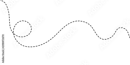 Obraz na plátně Abstract dotted line representing a curving pathway or journey, with a loop and