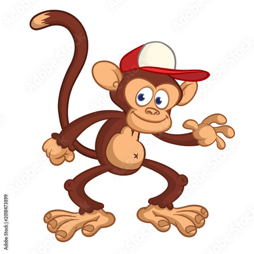 Photography Cartoon funny brown monkey chimpanzee wearing baseball cap