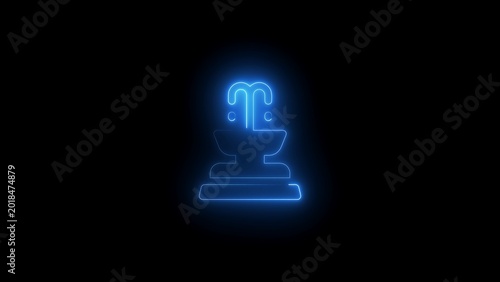 Photos Glowing blue neon fountain with water spouting upwards on a solid black backgrou