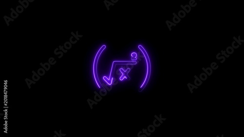 Billede på lærred Neon purple math equation symbol with square root and exponent isolated on dark