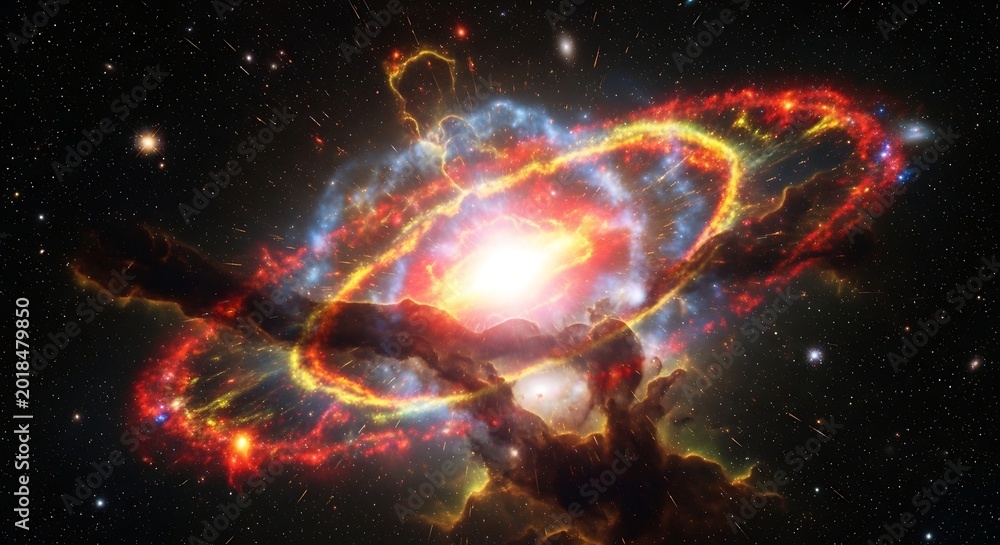 Obraz premium Vibrant colorful galaxy with rings.