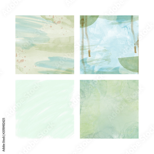 Abstract watercolor textures in pastel shades of green and blue for artistic backgrounds
