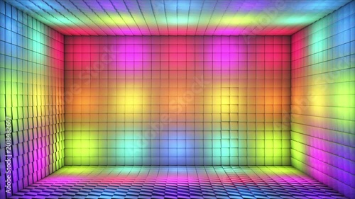 Broadcast Pulsating Hi-Tech Alternate Blinking Illuminated Cubes Room Stage, Multi Color, Events, 3D, Loopable, 4K