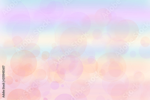 Colorful party invitation background. Abstract pastel yellow pink texture with blurred bokeh lights and soft color circles. Design of invitation for various holidays. Card.