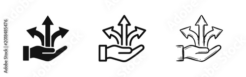 Foto Business Opportunities and Career Path Icons Set with Hand Holding Arrows