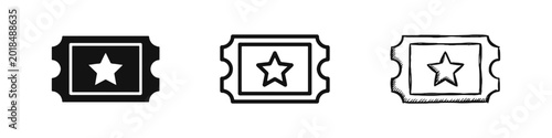 Quadro su tela Event Admission Ticket Icon Set - Voucher with Star Symbol for Cinema and Shows