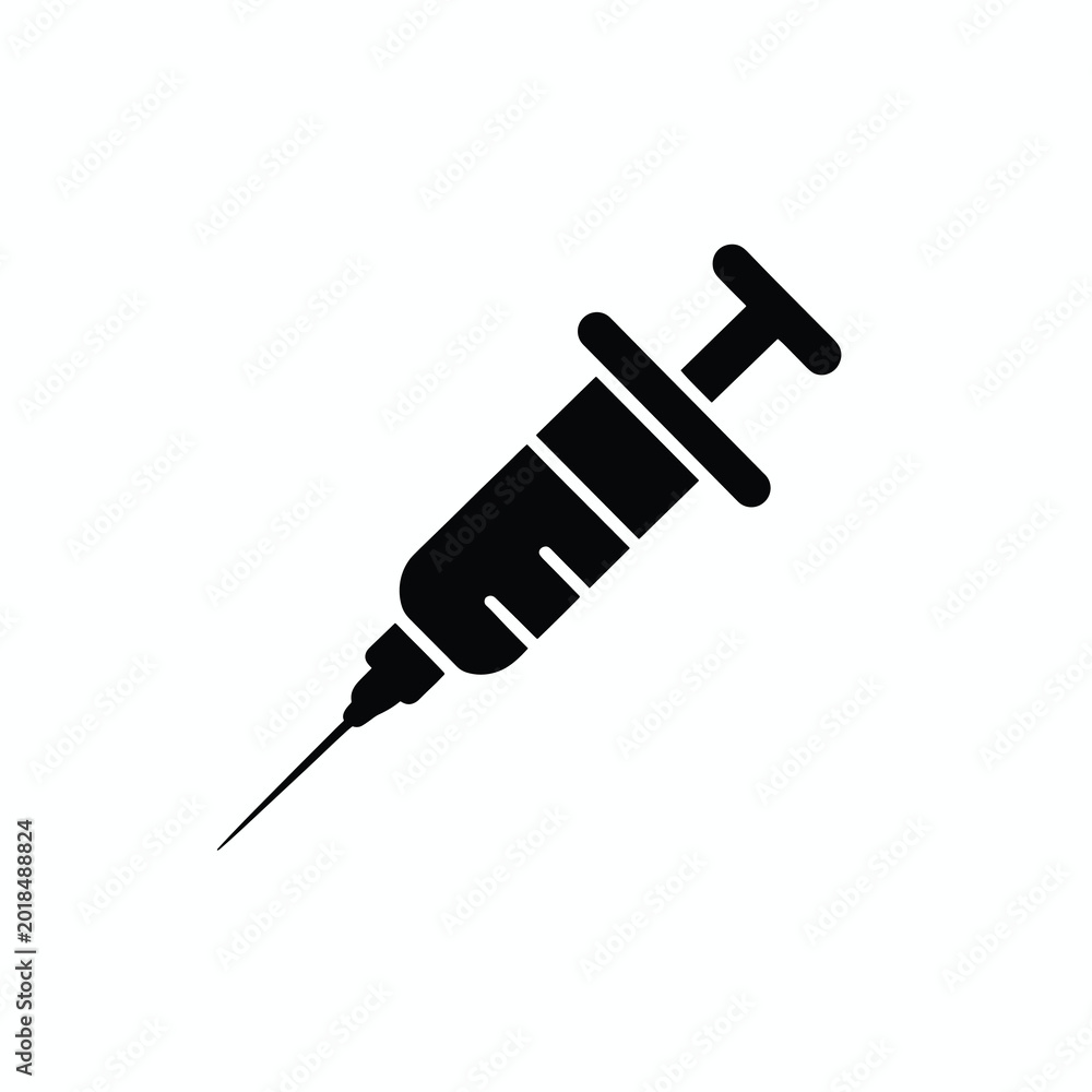 Fototapeta premium Black Syringe Icon Vector Illustration