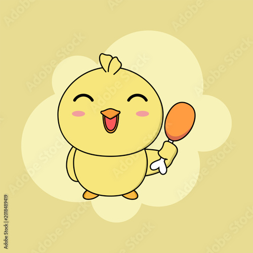 Yellow chick cartoon character vector illustration. EPS 10.