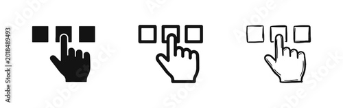 Obraz na płótnie Hand Touching Selection Box Icon Set for Interface Design